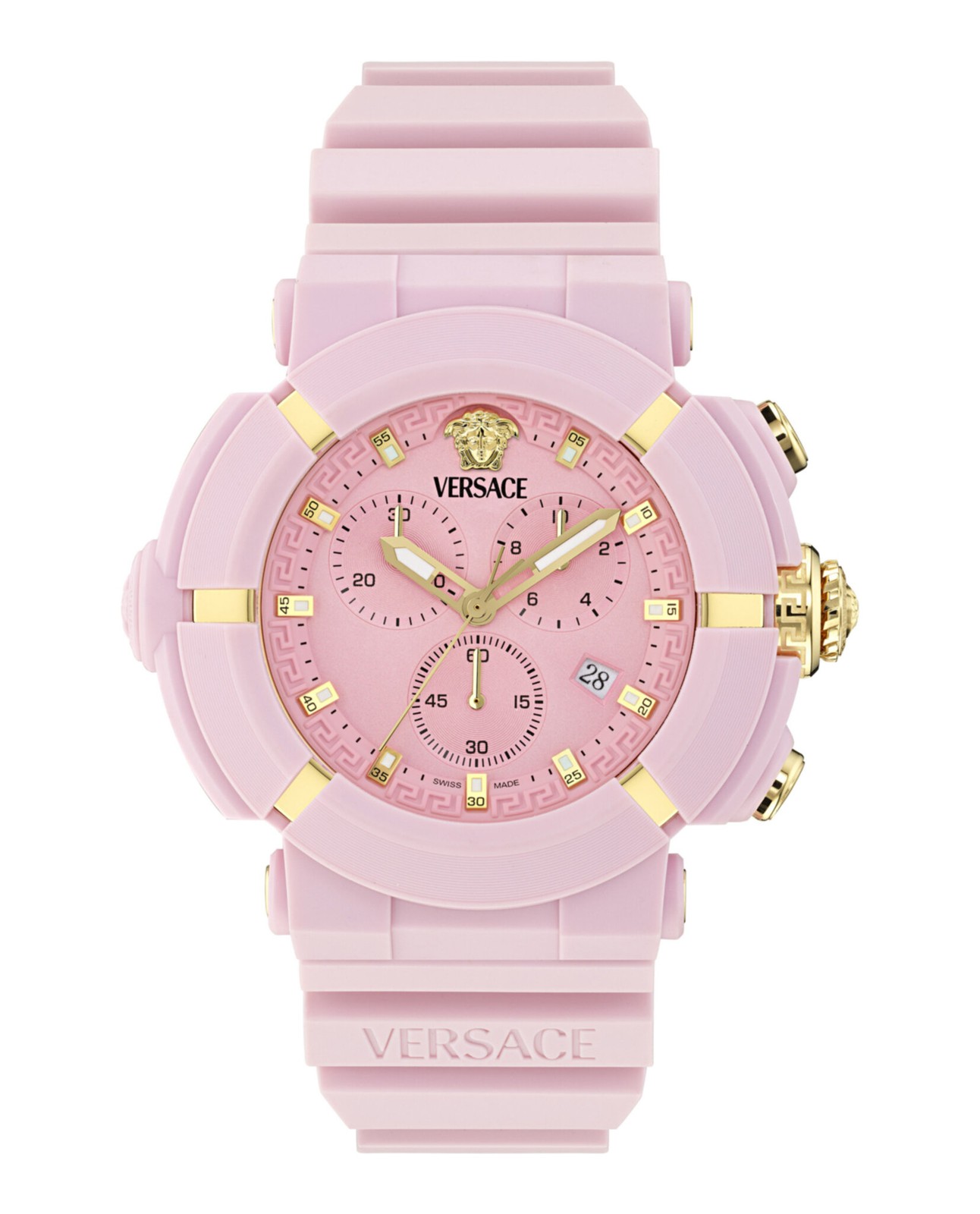 Versace Mens Pink 45mm Strap Fashion Watch