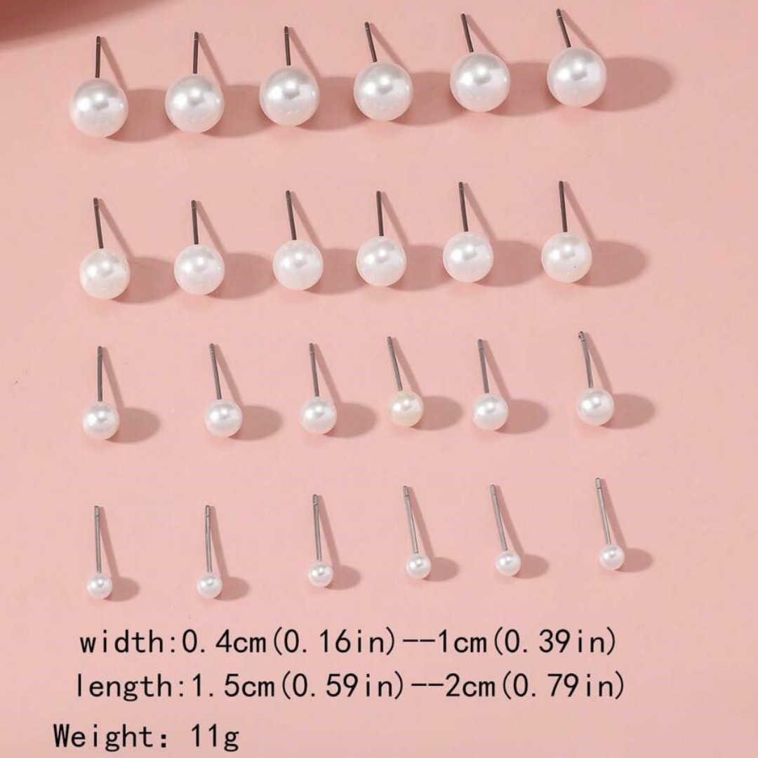Woman Pearl Earrings Set Resin Faux Personality Premium Luxurious Style (24pcs)