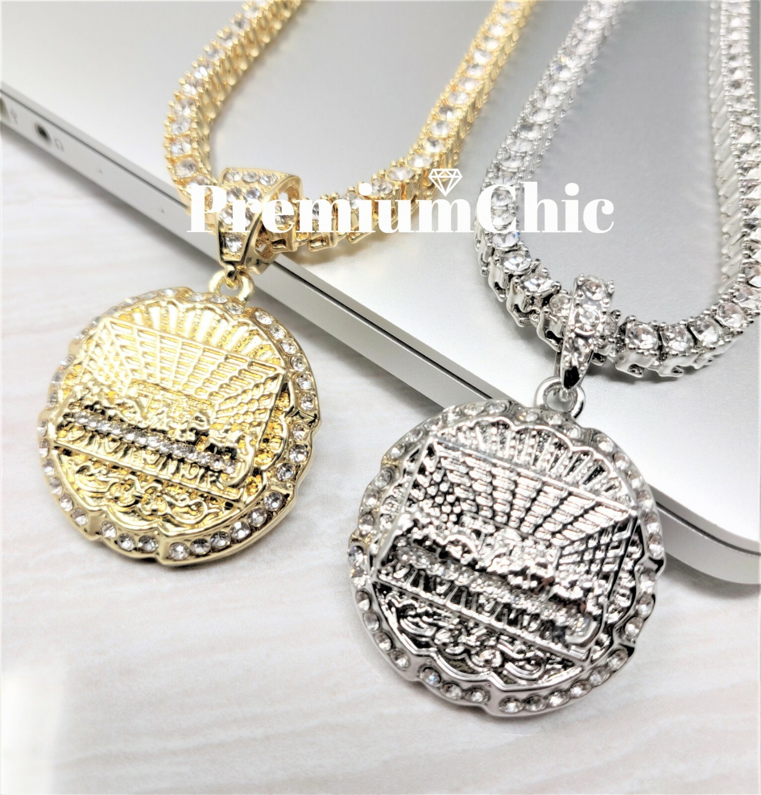 Last Supper Pendant & ICED Tennis Chain Choker Plated Mens Hip Hop CZ Jewelry