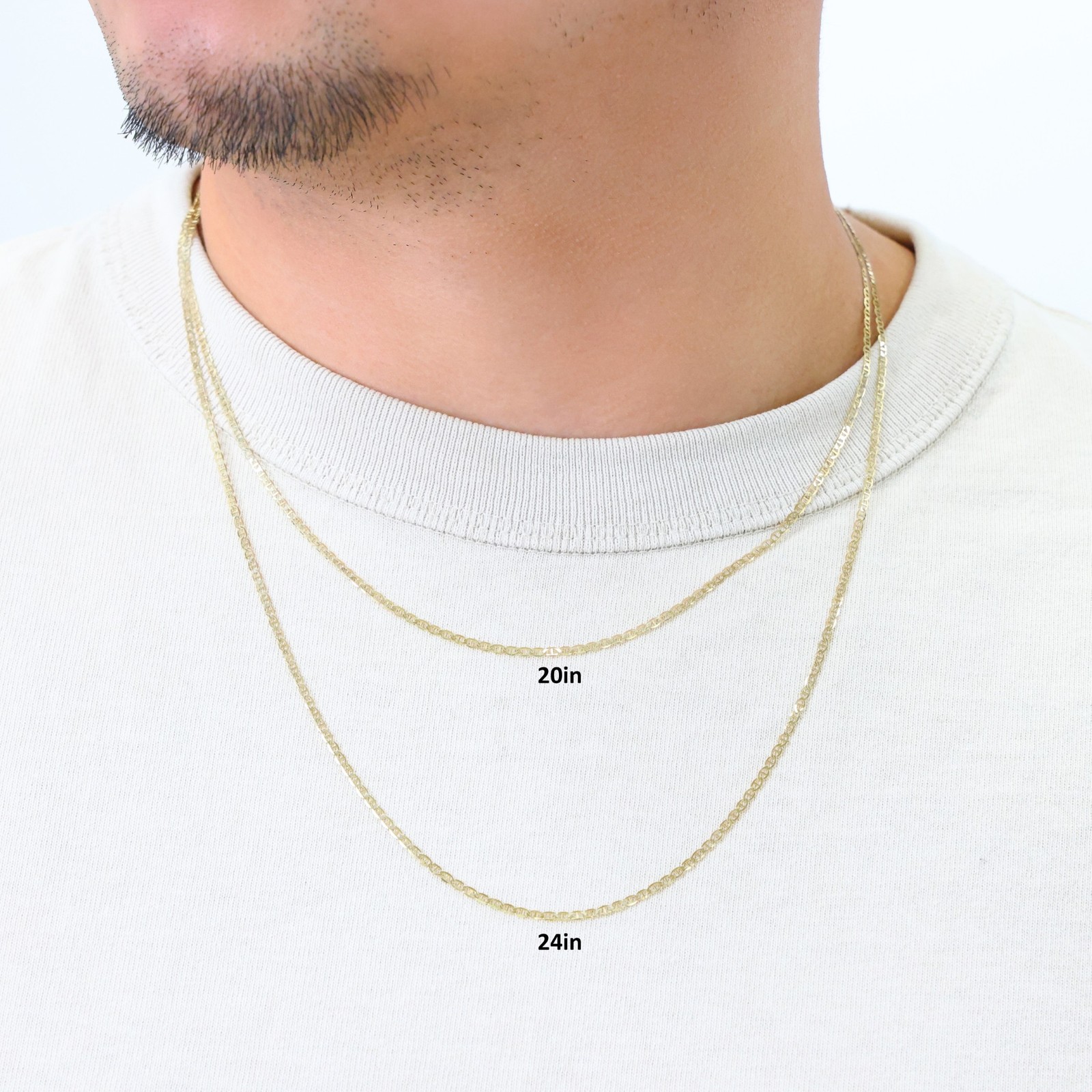 14K Yellow Gold Solid 2mm-7.5mm Mariner Anchor Flat Link Chain Necklace 16″- 30″