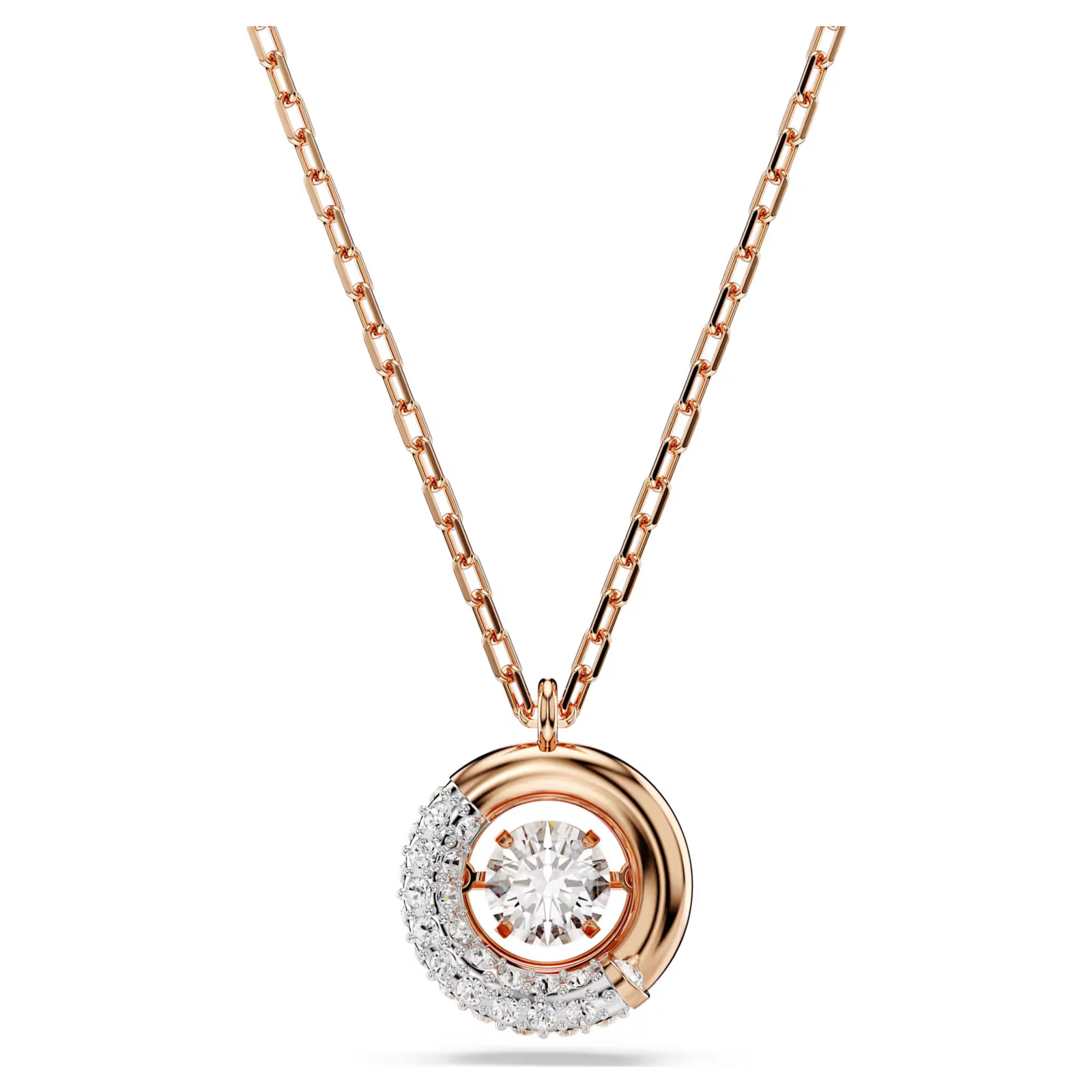 Dextera White Rose Gold Tone Plated Pendant Round Cut New