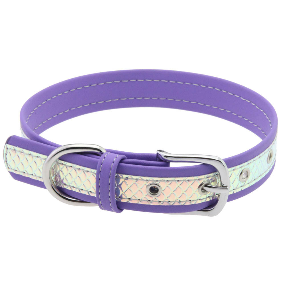 Double Color Splicing Sequined Fish Scale Leather Choker Collar Necklace Chain