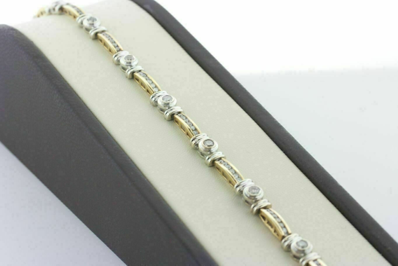 7 Ct Lab Created Diamond 14k Yellow Gold Finish Bar & Bezel Link Bracelet