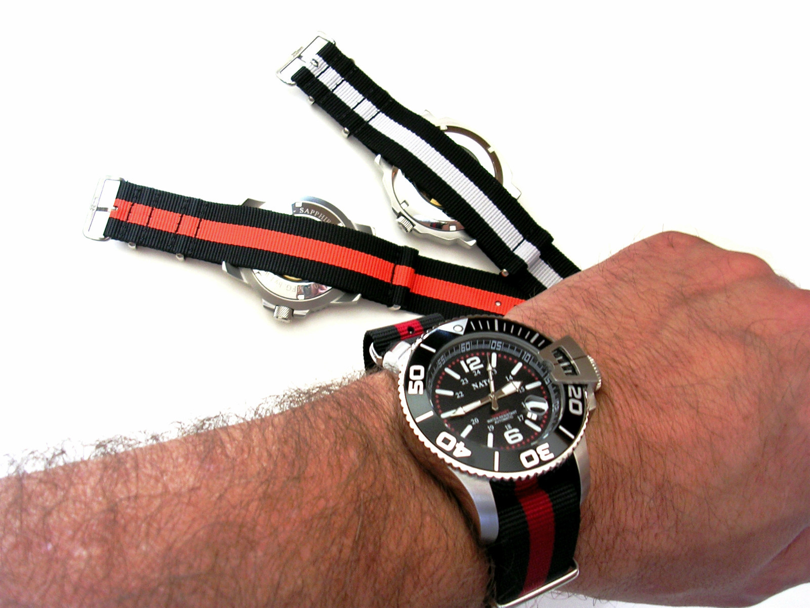 NATO G10 ® 3 Stripe Classic nylon watch band Military RAF strap Bond IW SUISSE