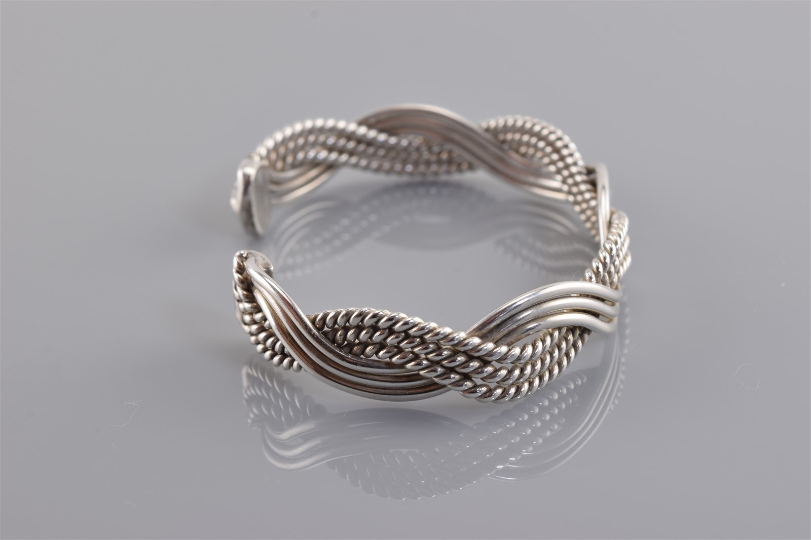 CII Sterling Silver 10mm Over & Under Cable Cuff 925 Bracelet 22g Mex 6.25″