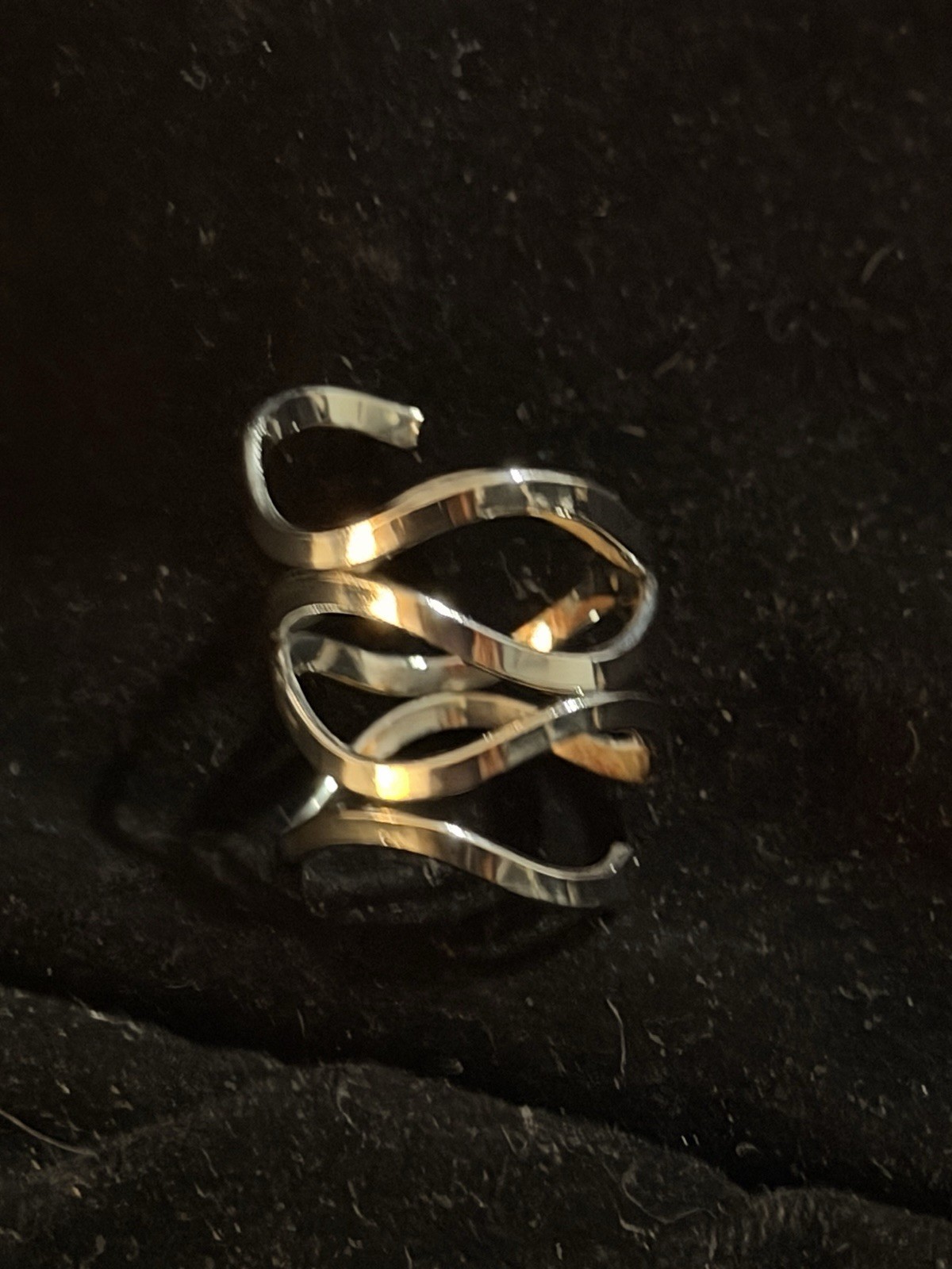 Silver Tone Adjustable Crisscross Swirl Multi-Band Wrap/Coil Ring Size 8