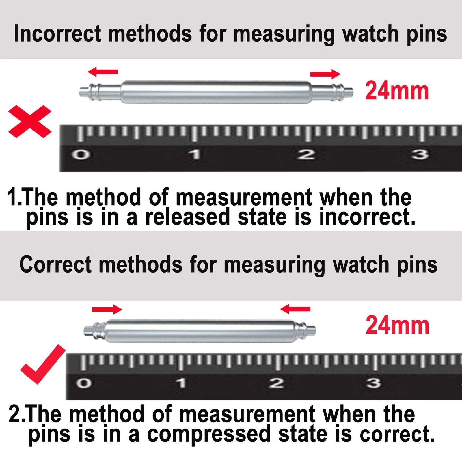 LDDAL Watch Band Pins，32pcs Thickness Heavy Duty Spring Bar 1.5mm/1.8mm 316L