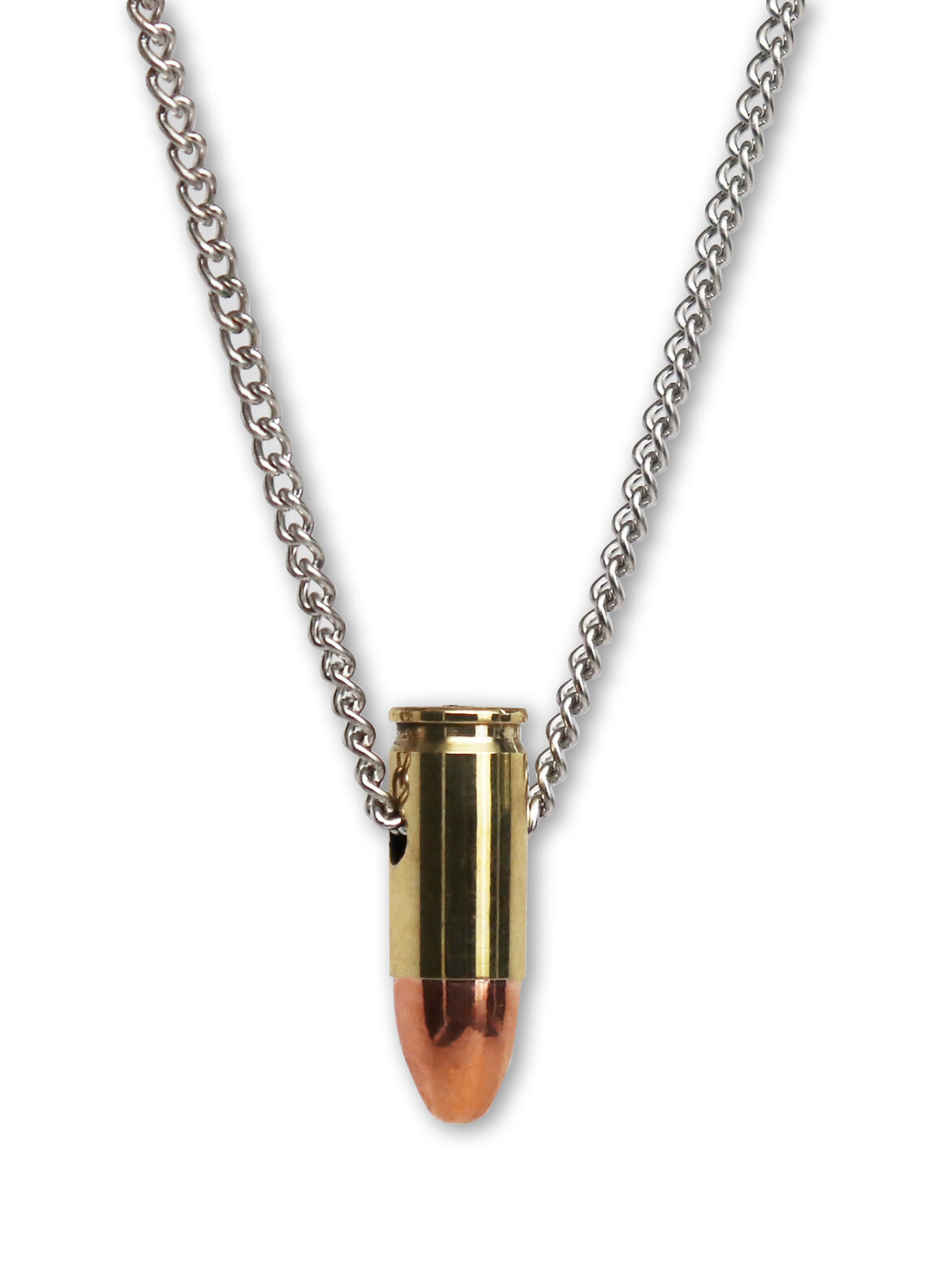 9mm Luger Bullet Jewelry Necklace Hand Polished Brass and Copper Finish NK-691