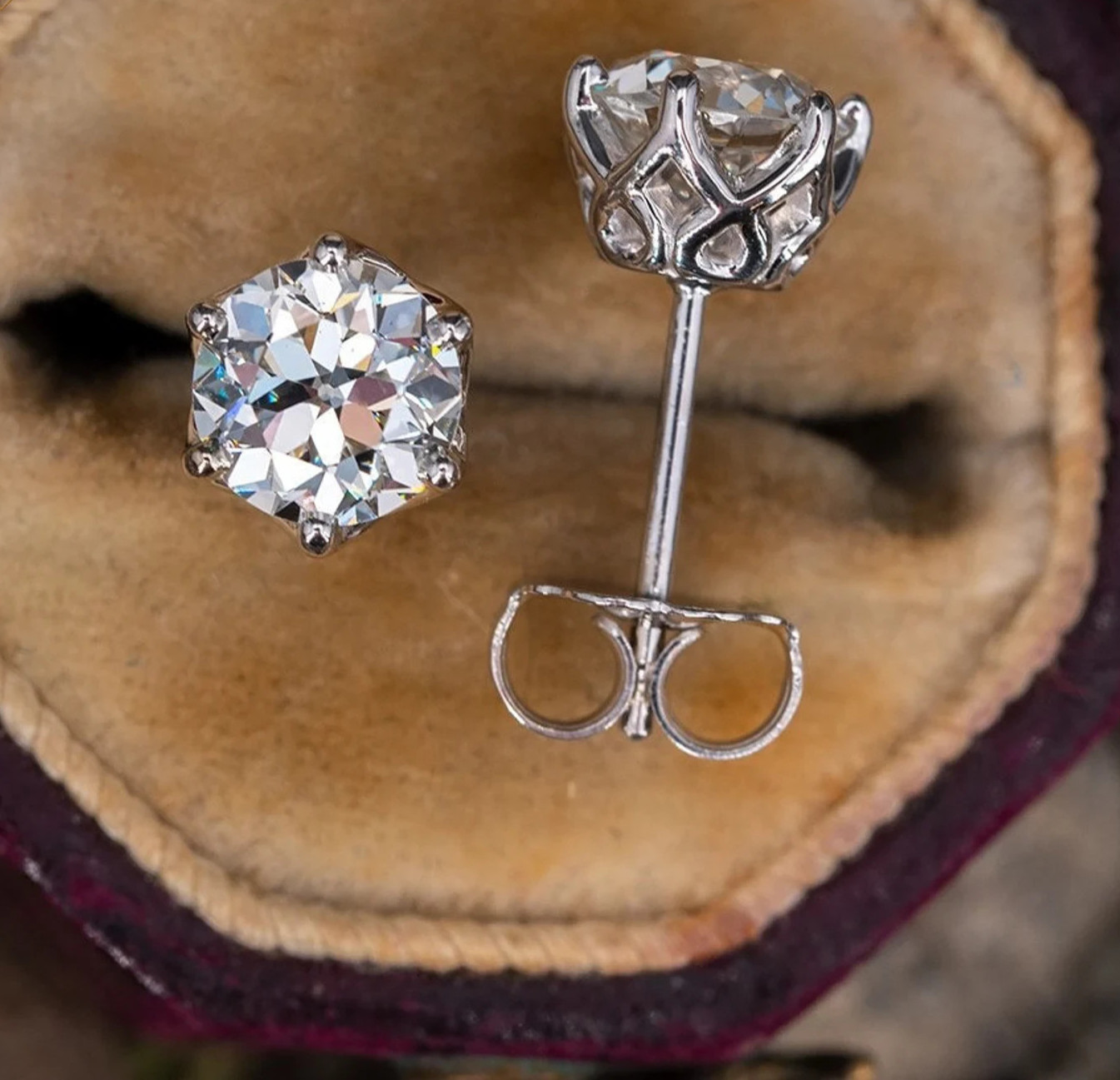 Certified 4Ct White Diamond Solitaire Studs-Wedding/Engagement Gift.No Tarrifs.
