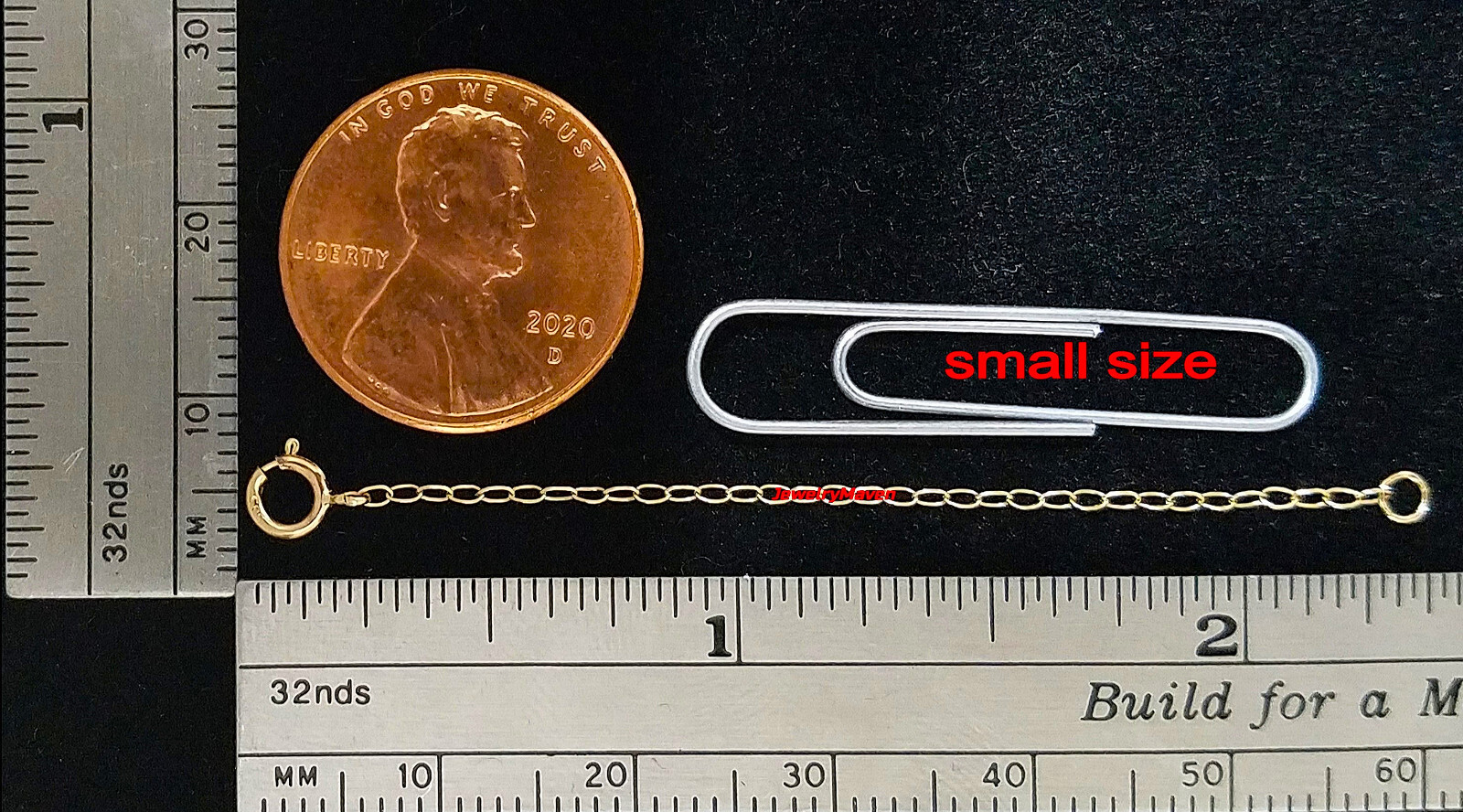 14k 1mm Cable Yellow Gold 4.5mm Spring Ring Clasp 2.25″ Safety Chain Extender