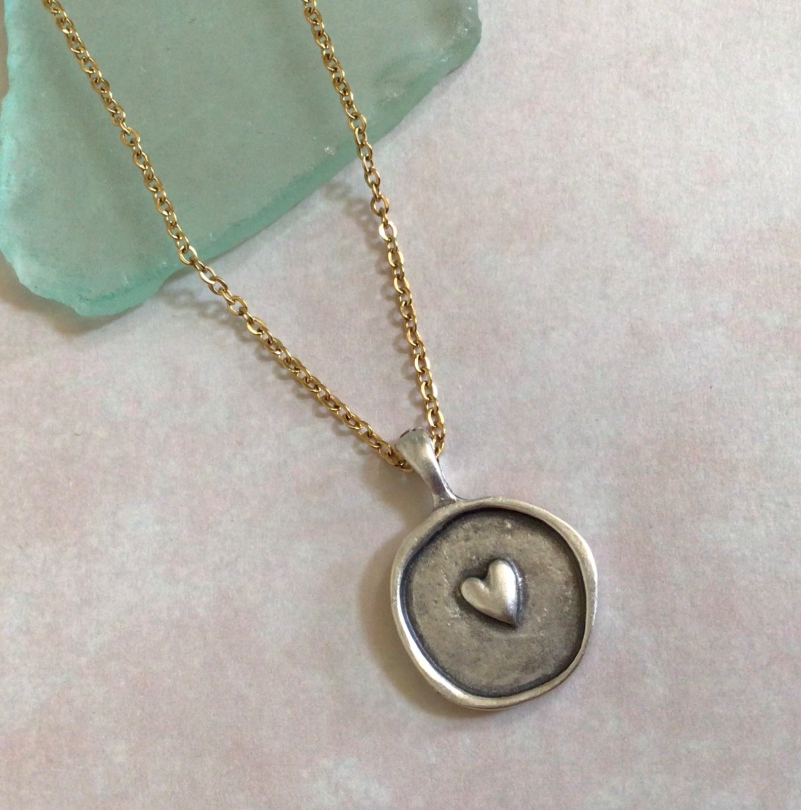 ARTISAN HANDMADE SUNDANCE CHARM HEART NECKLACE HANDCRAFTED SILVER JEWELRY