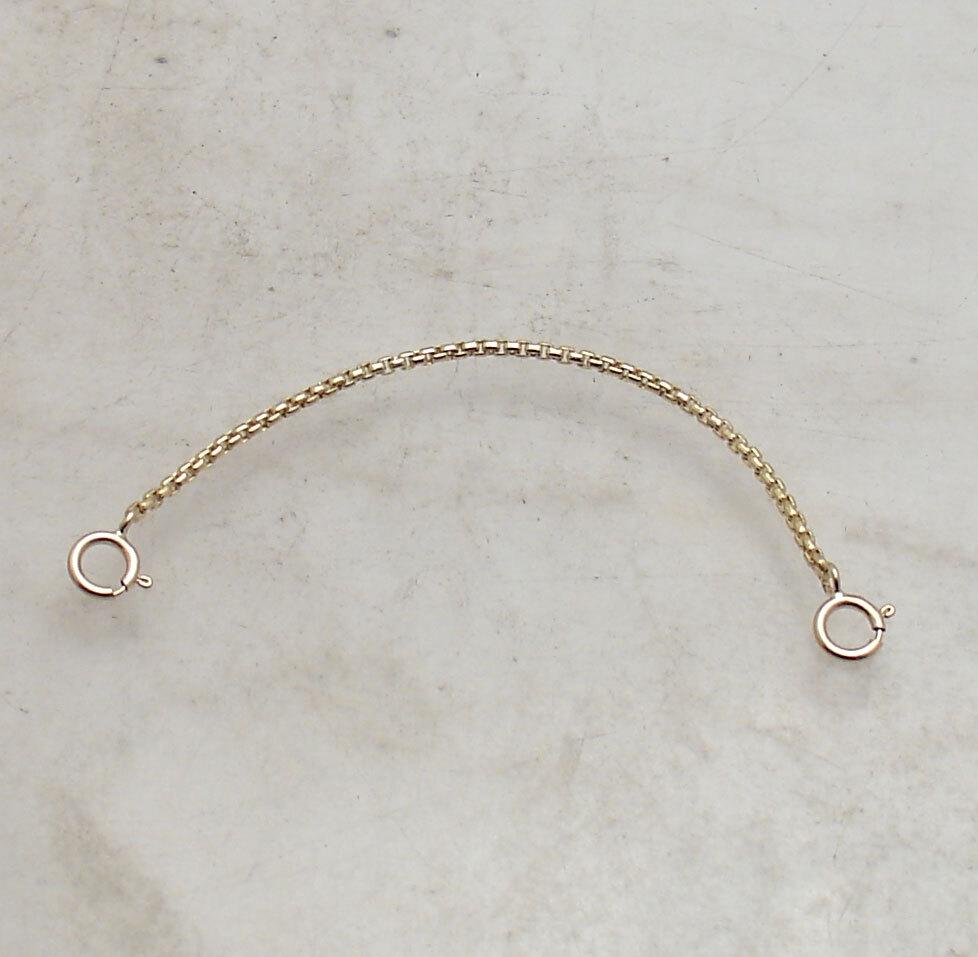 1.3mm Round Box Safety Chain with Double Clasp Lock REAL 14K Yellow Gold