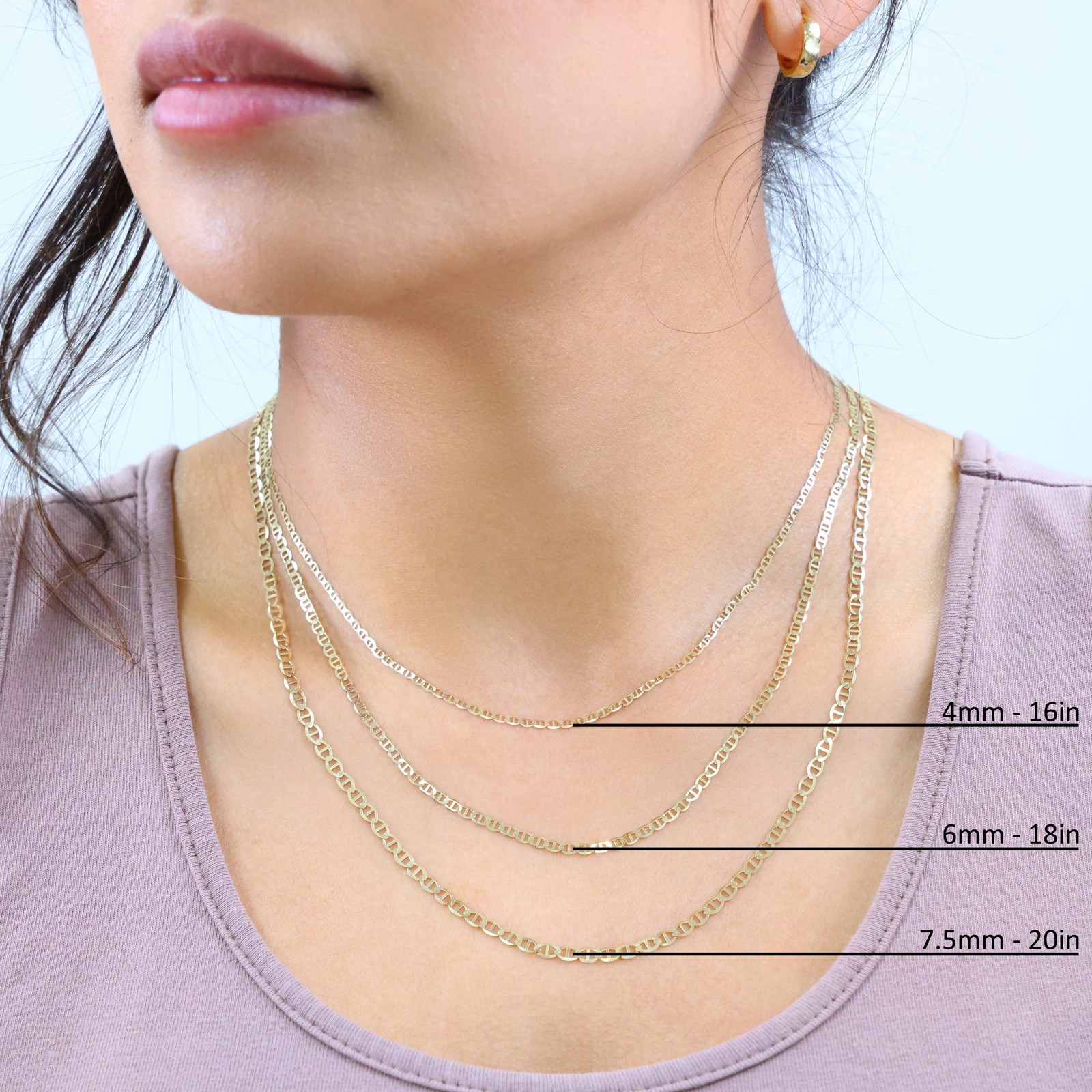 14K Yellow Gold Solid 2mm-7.5mm Mariner Anchor Chain Necklace Bracelet 7″- 30″