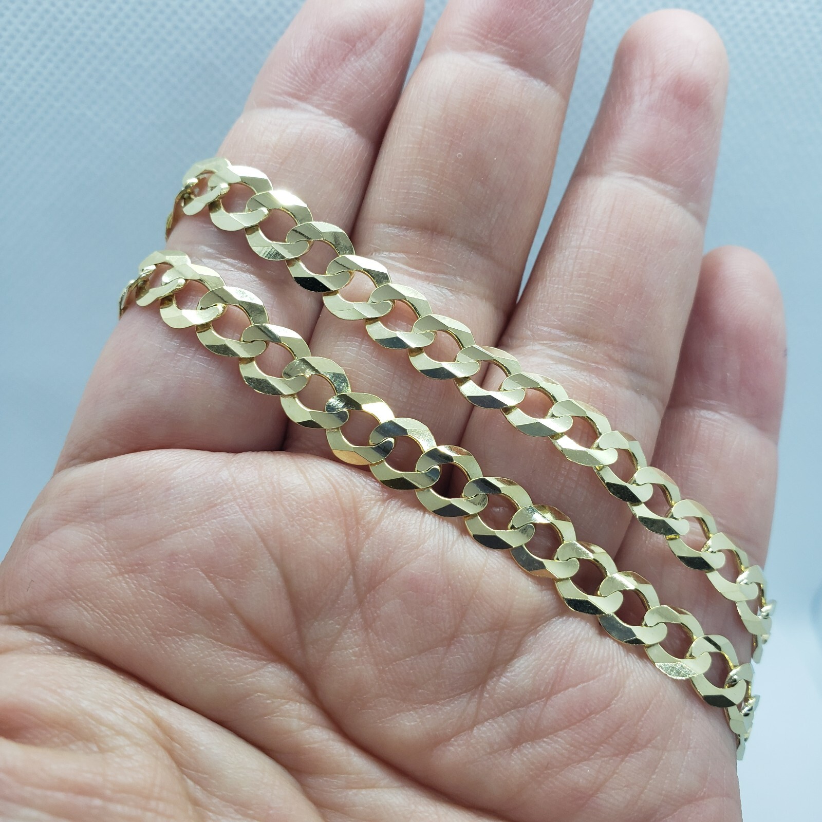 10K Yellow Gold Solid Cuban Link Chain Curb Necklace Bracelet 1.8mm-4mm, 7″~30″