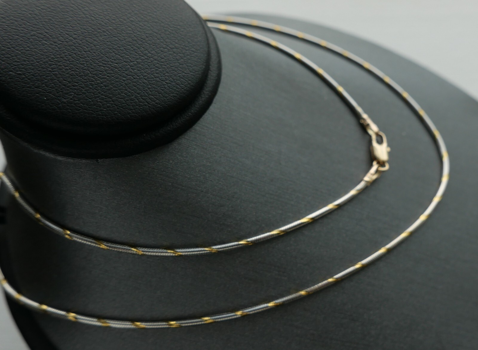 14K SOLID GOLD ITALIAN 2 TONE SNAKE CHAIN 18 INCHES LONG 1.3 MM THICK