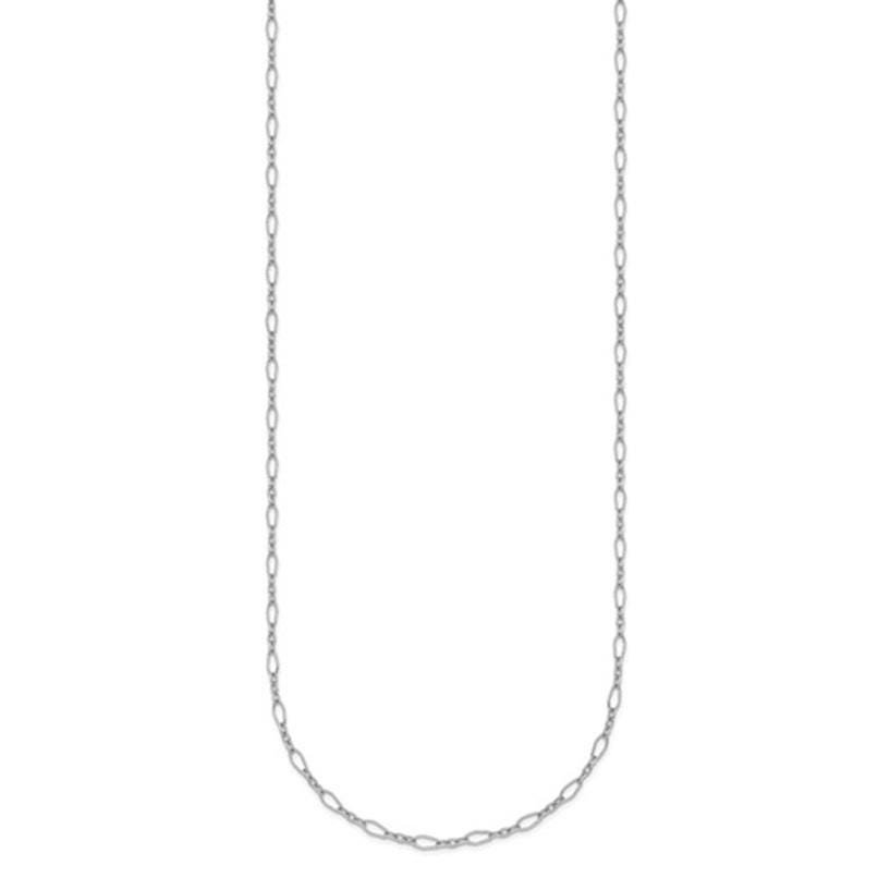 2.4mm Platinum PT950 Diamond Cut Long Short Cable Chain Necklace 16″ 18″ 20″ 24″