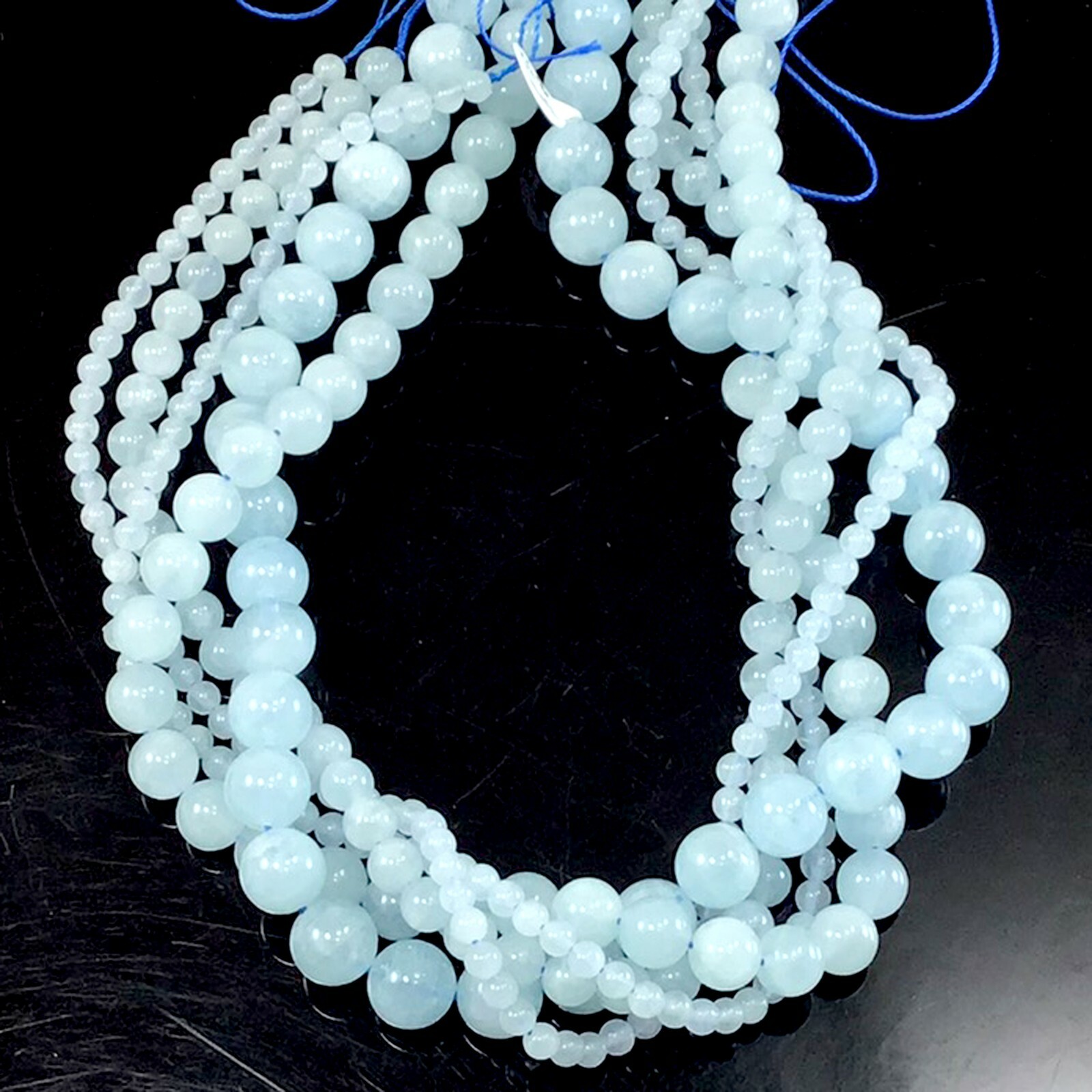 High Quality Natural Aquamarine Round Loose Beads 15″ strand 4mm 6mm 8mm 10 12mm