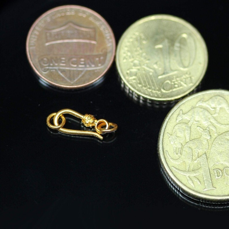 Tribal Hook 18k Solid Gold Clasp Handmade Old Fashioned 11mm x 5mm