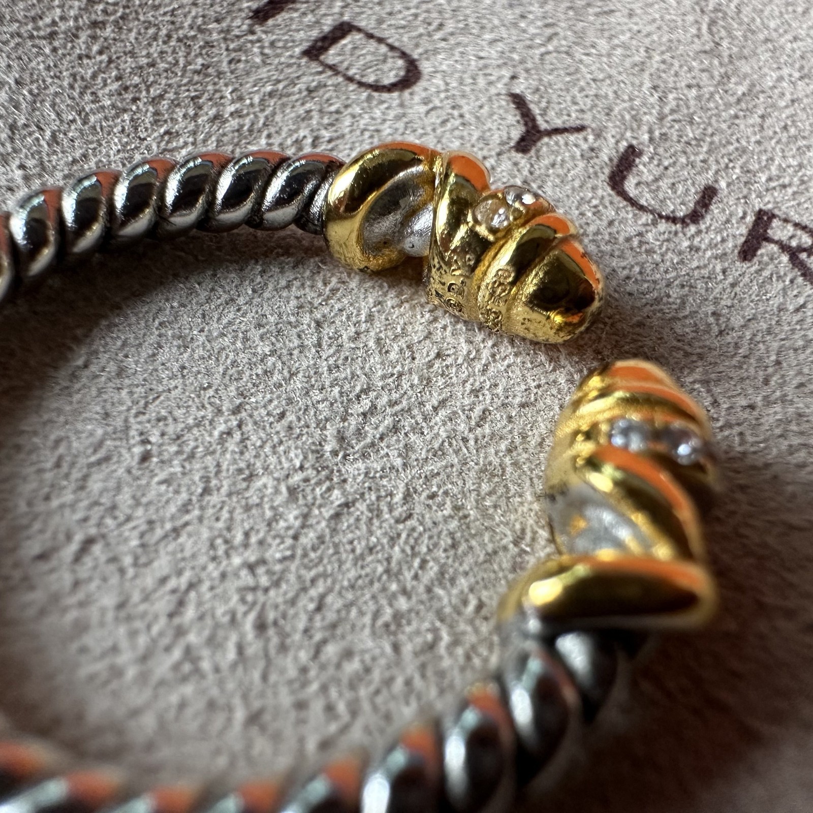 David Yurman Petite Helena Open Ring 925 Silver 18K Gold W Diamonds Size 8