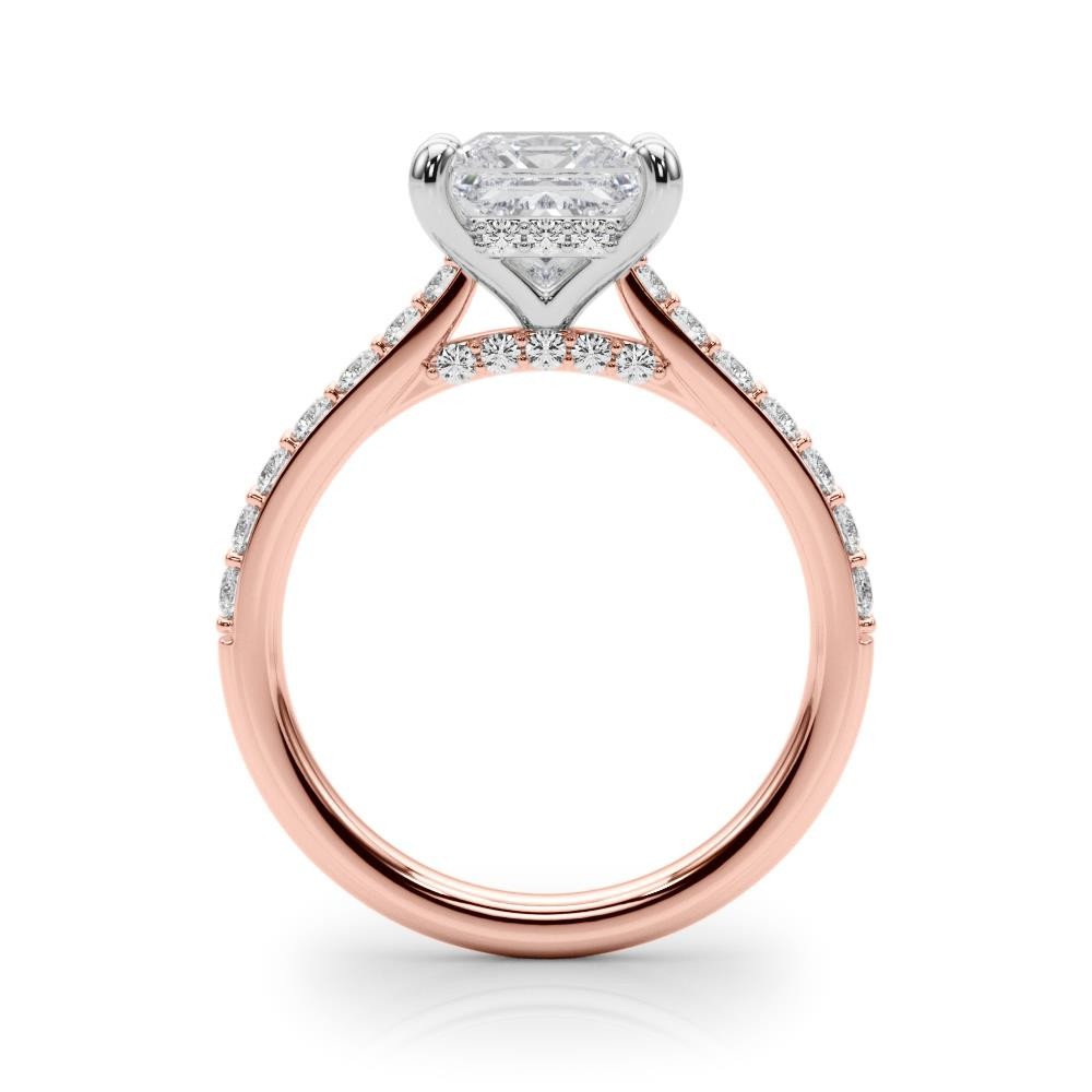 VS F 1.35-3.65Ct Princess Cut Hidden Halo Engagement Ring Lab Grown Diamond Gold