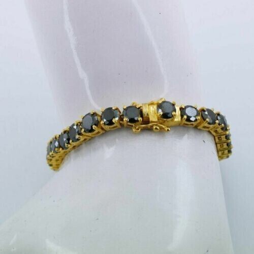 10Ct Round Cut Lab Created Diamond Tennis Bracelet 14K Yellow Gold Plated Sliver