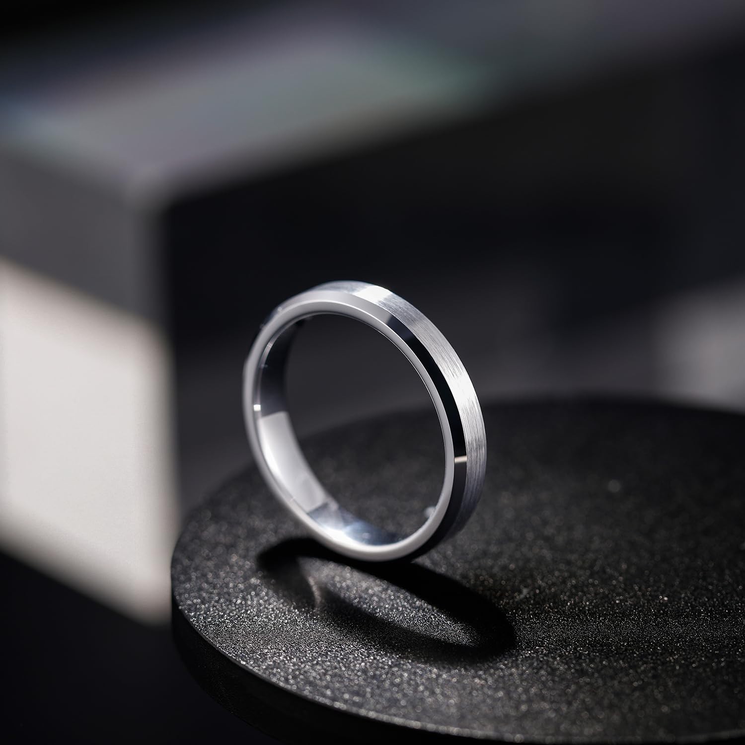 Tungsten Carbide Wedding Band Ring for Men & Women, Beveled Edge, Comfort Fit, 4