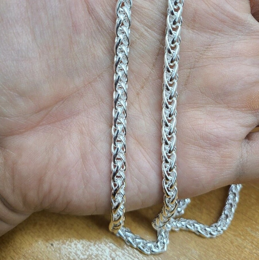 925 Sterling Silver Spiga Wheat Chain Necklace Bracelet Men Women 5mm 7~30 inch