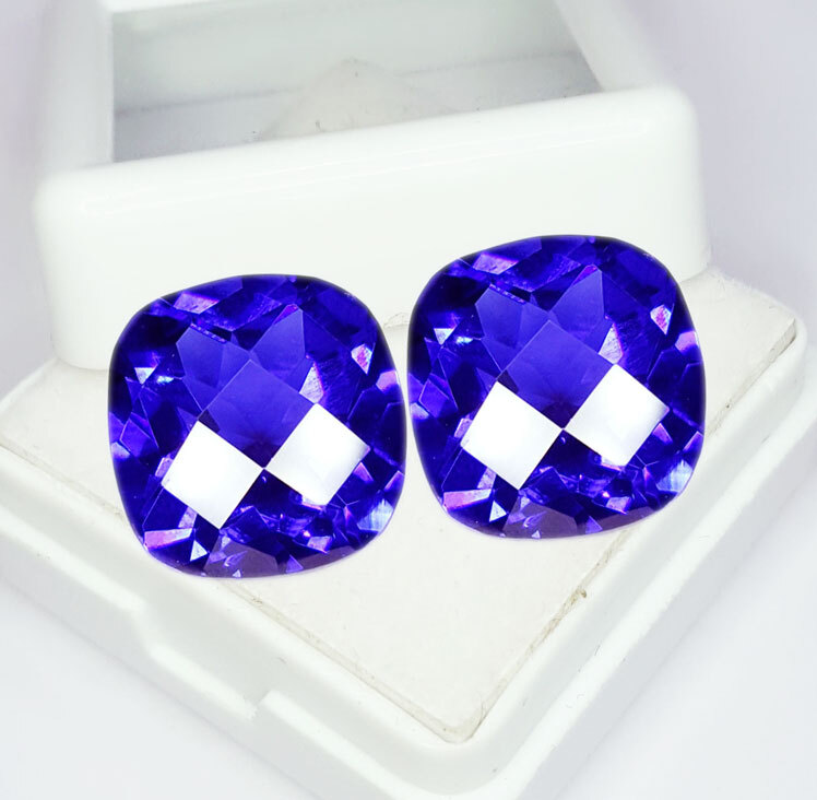 Loose Gemstone 18 Ct Natural Blue Sapphire Pair Cushion Shape Gem A01