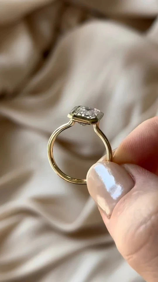 Emerald Cut Diamond Ring IGI Certified Lab Grown 3 Ct 14k Yellow Gold VVS E F