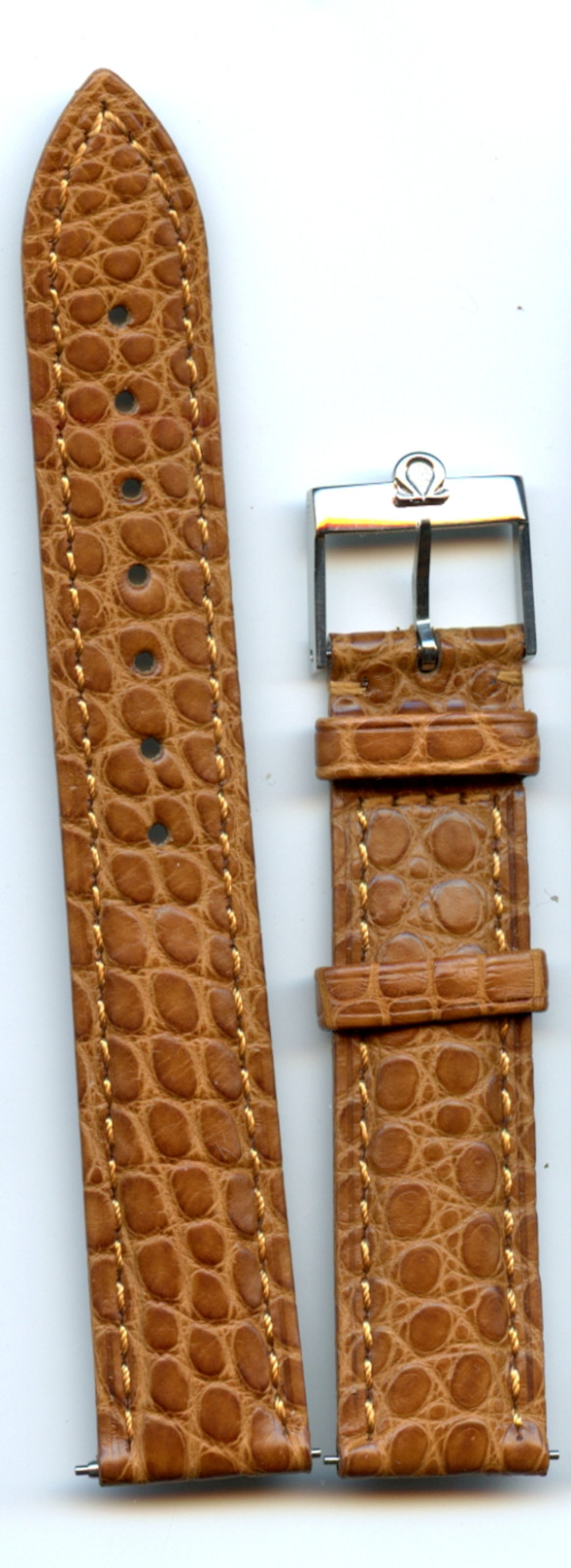 Deep Cognac Alligator Strap & Vintage Omega Buckle Gold or Steel