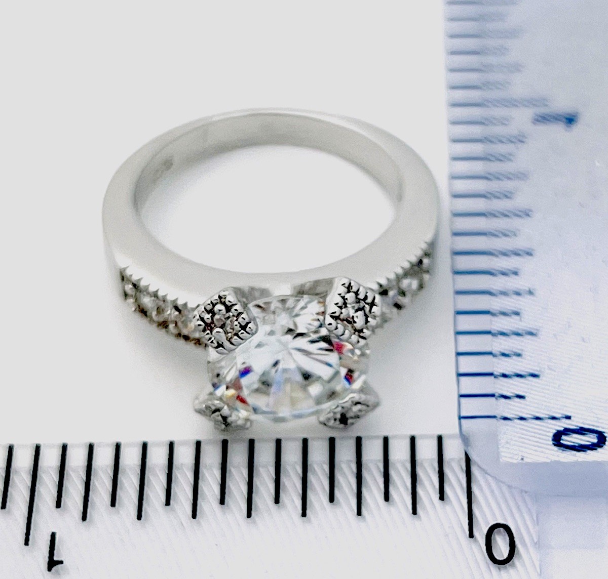 Sterling Silver 925 5.3 Gram Prong Set 9 CZ Ring Size 6