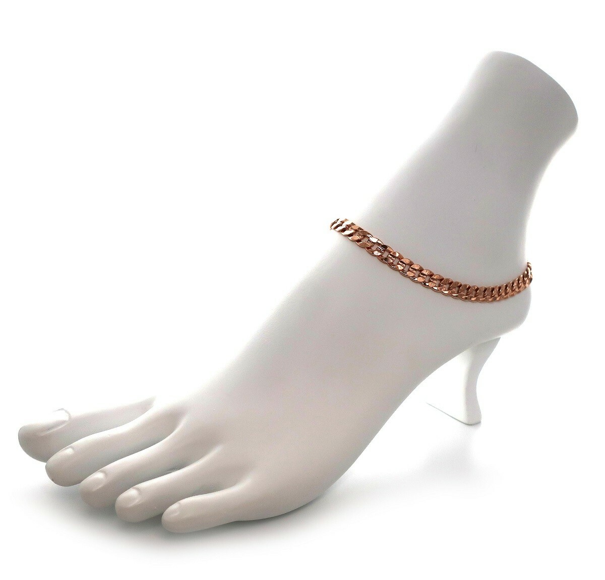 10″ Concave Cuban Link Chain Quality Anklet Bracelet 14k Pink Rose Gold Plated