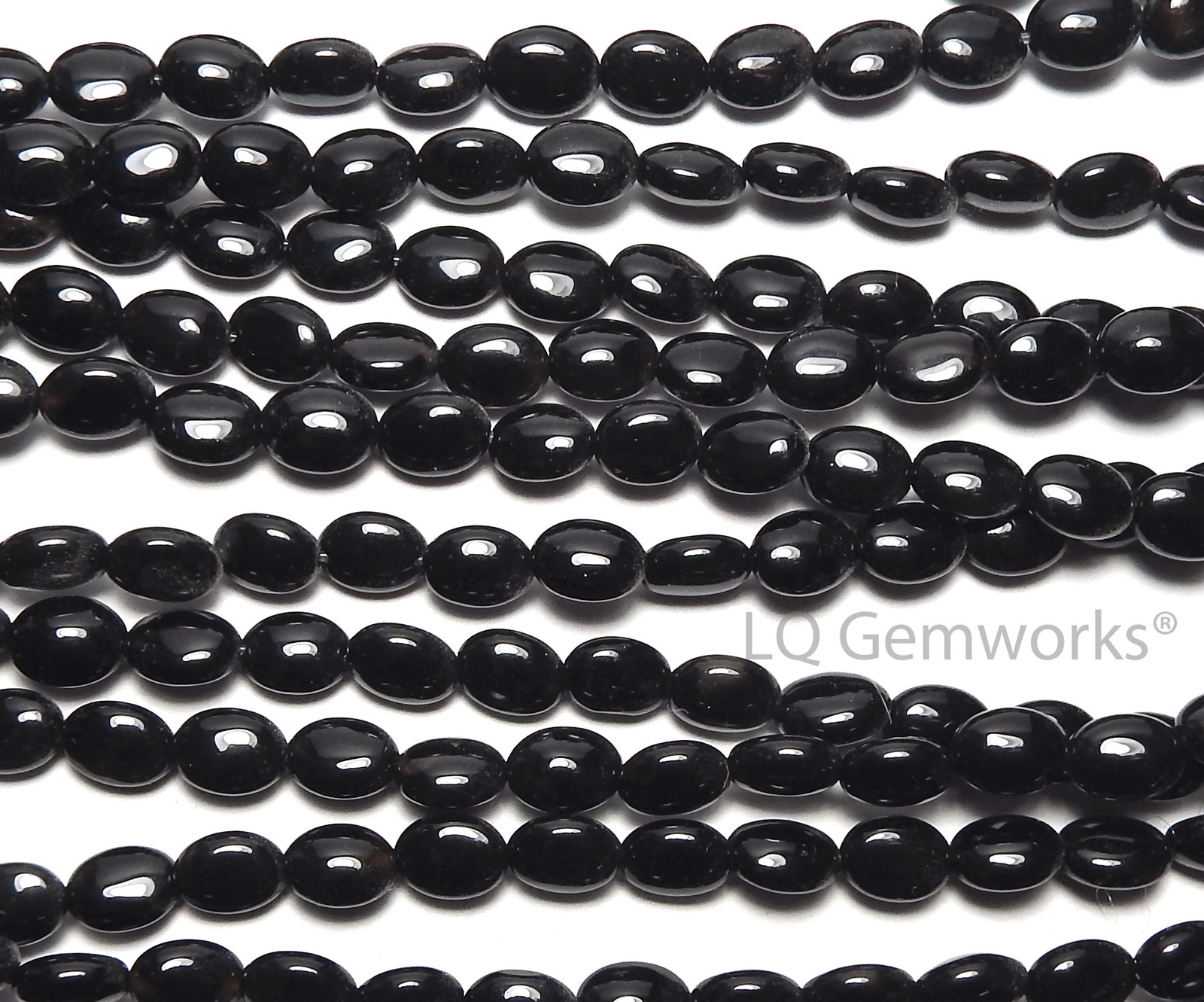 15.5″ Strand BLACK ONYX 6x8mm Oval Beads