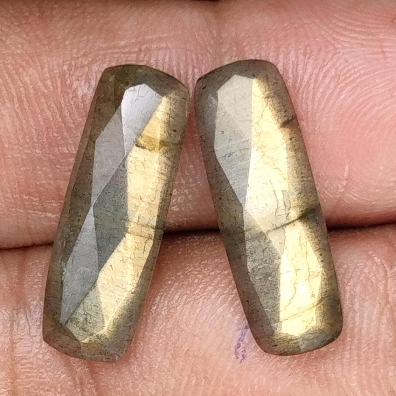 12.00 Ct Natural Labradorite Cushion Shape Faceted Cabochon Pair Loose Gemstone