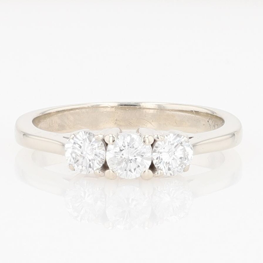 .50ctw Round Cut Diamond Three-Stone Engagement Ring 14k White Gold Size 5.25
