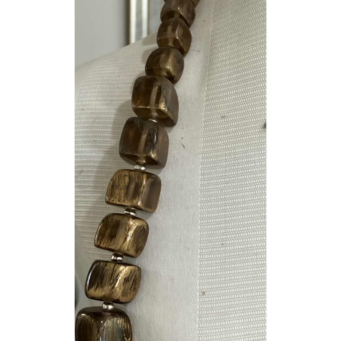 VTG Long Lucite Acrylic Square Beaded Necklace