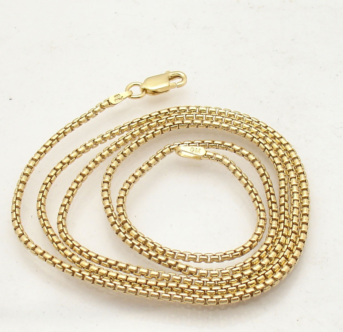 24″ 2″ Italian Round Box Chain Necklace 14K Yellow Gold Clad Silver 925