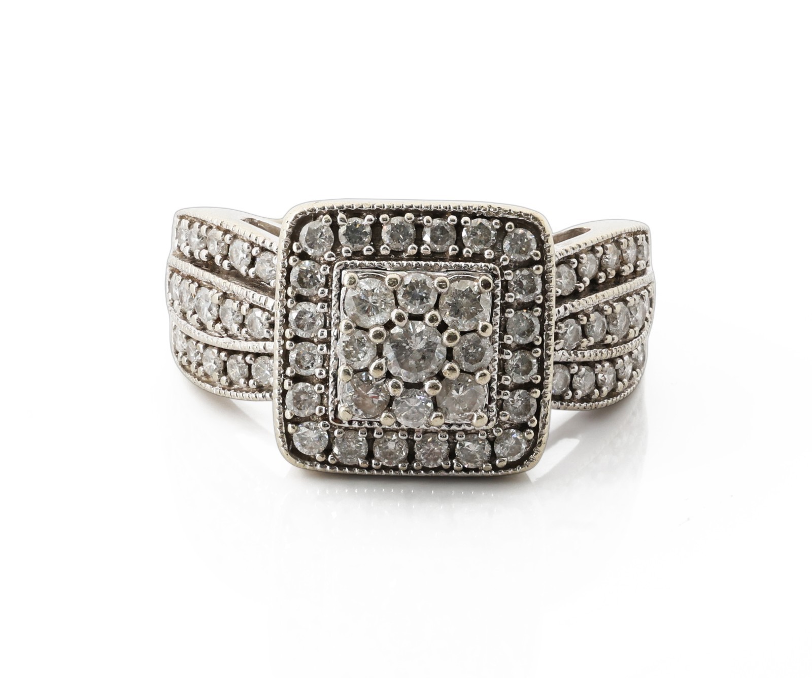 10K White Gold Ring With Diamonds Approx. 1.50 CTW, Size 8