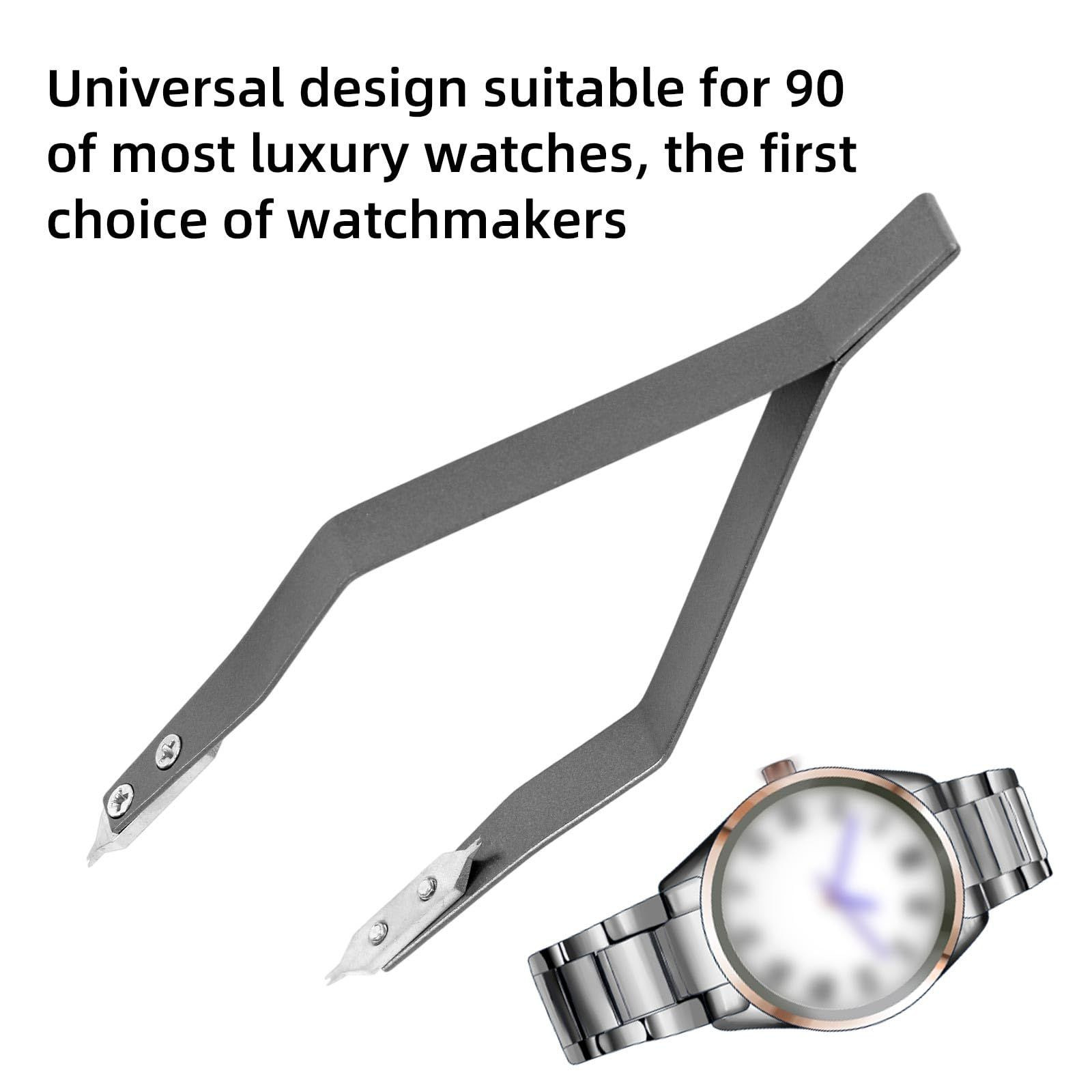 Penitue 7825 Watch Spring Bar Tweezers, Aluminum Alloy Pliers Gray