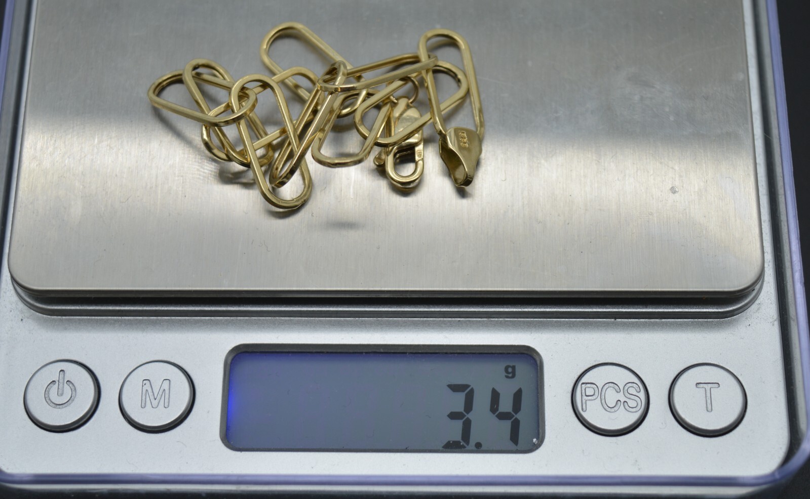 Real 14K Solid Yellow Gold 7.7mm Paperclip Link 7.1/4″ Charm Bracelet 3.4gram