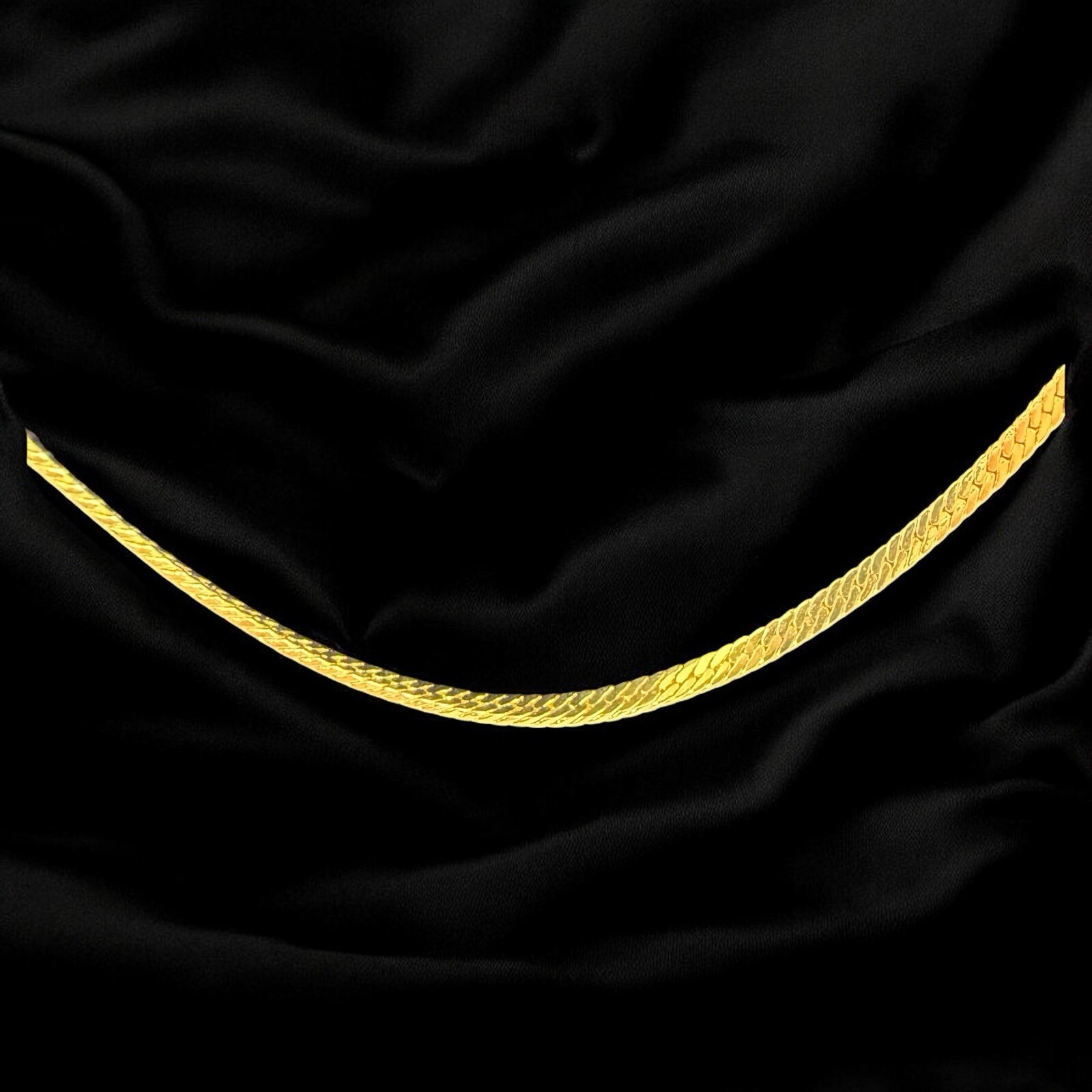 14K GP Gold Plated 2mm Wide Flat Herringbone Chain Stamped 14k GP Necklace 30” L