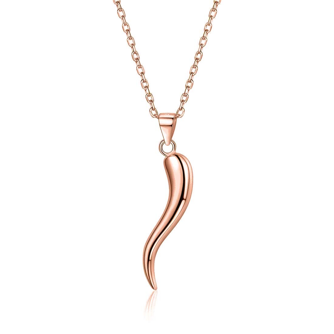 925 Sterling Silver Italian Cornicello Horn Pendant Necklace 18″ – 3 Colors