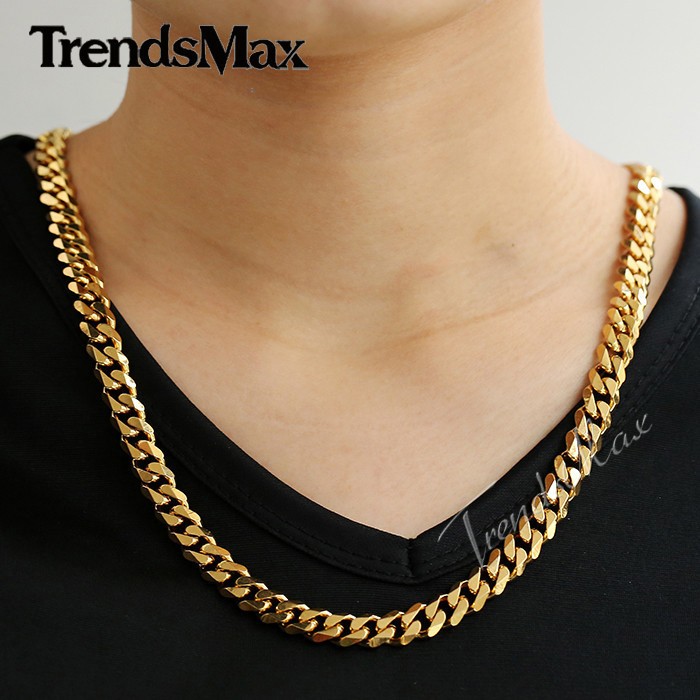 3/5/7/9/11mm Curb Cuban Chain Necklace Bracelet Gold Plated Stainless Steel Jewe