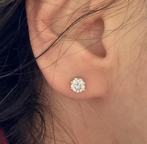 Certified 4Ct White Diamond Solitaire Studs-Wedding/Engagement Gift.No Tarrifs.
