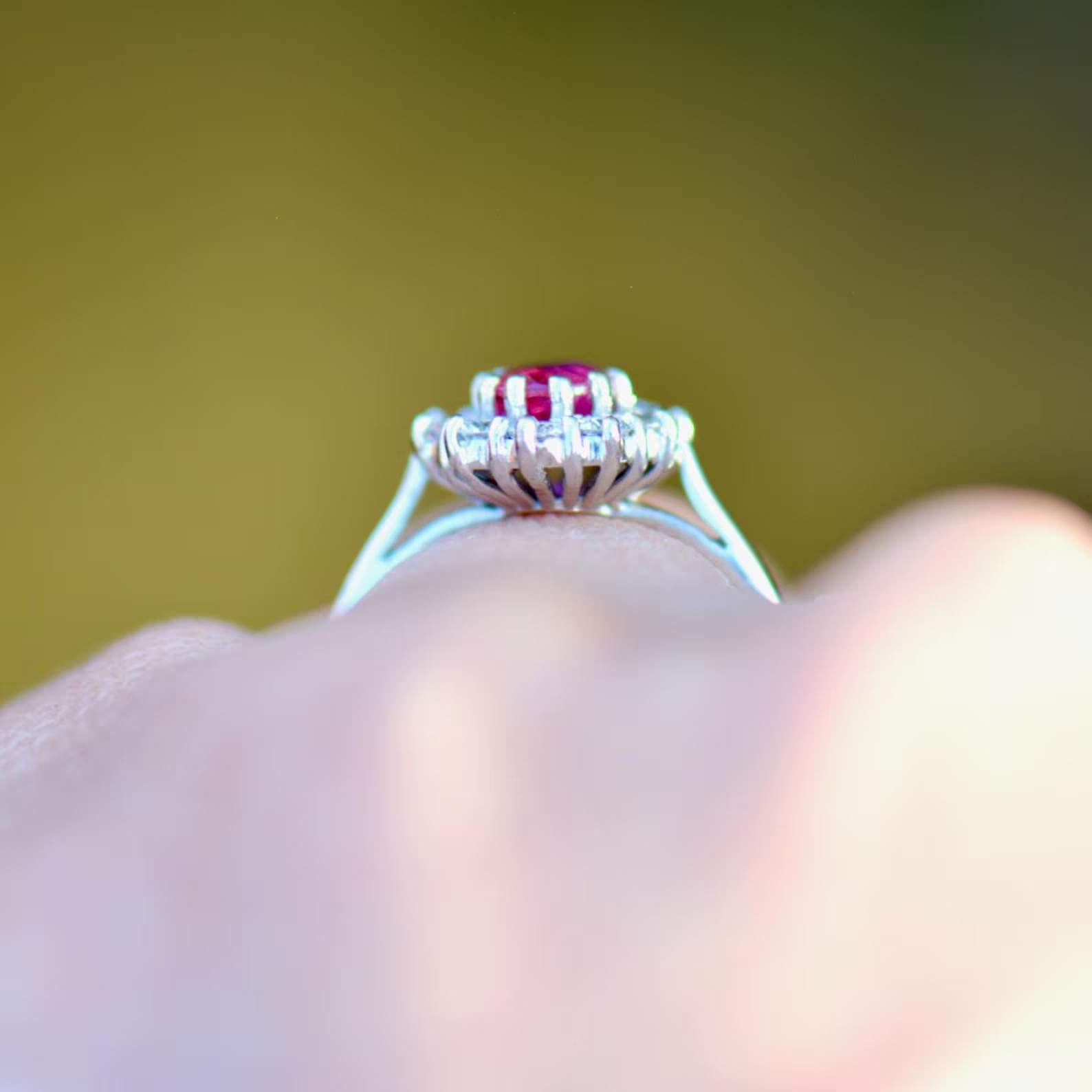 2.54 Ct Oval Cut Natural Ruby Diamond Engagement Ring 14K Solid White Gold 5