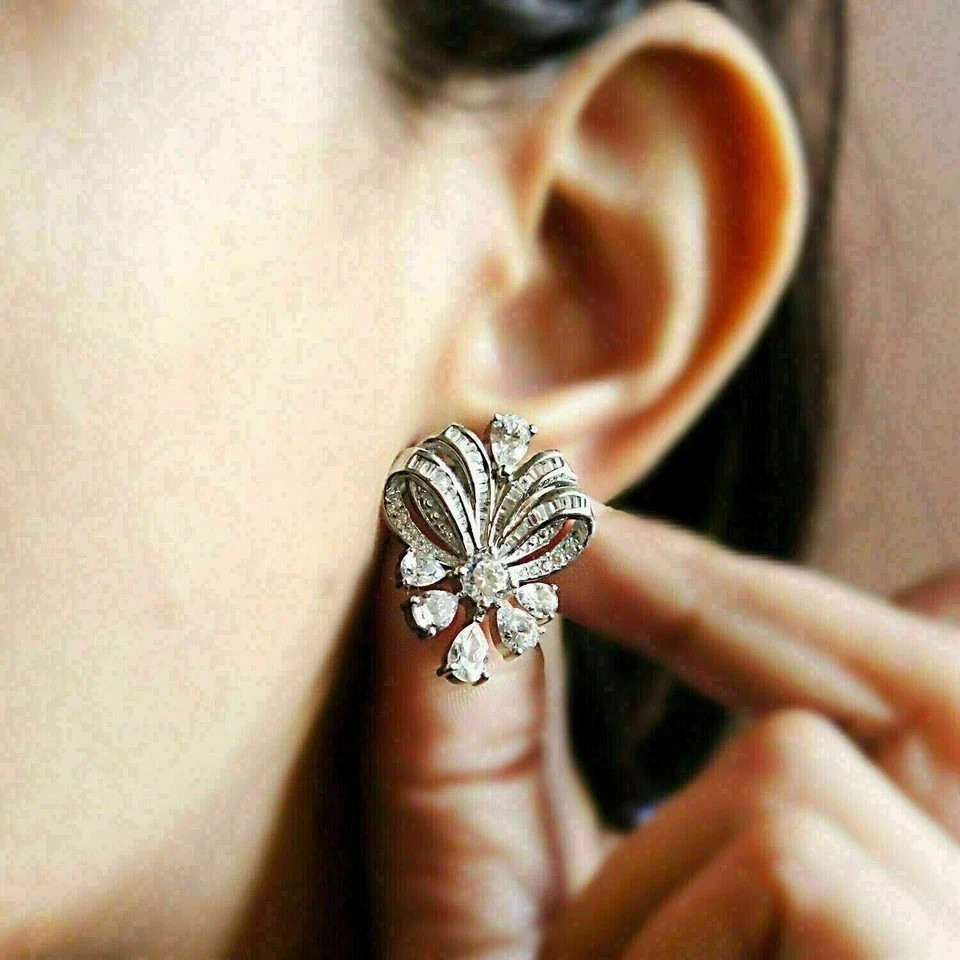 4.00Ct Round Cut Lab-Created Diamond Women’s Stud Earrings 14K White Gold Plated