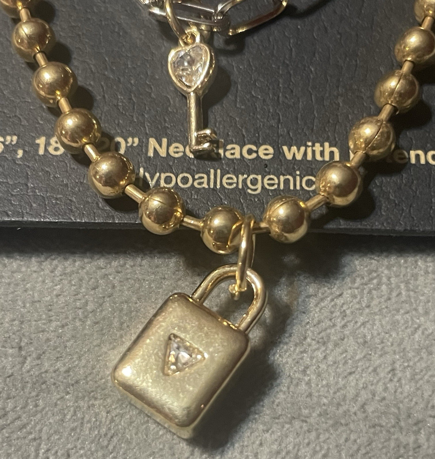 Madden NYC Two Tone Lock Key Layered Necklace Set 3 Pc Gold Silver NWT