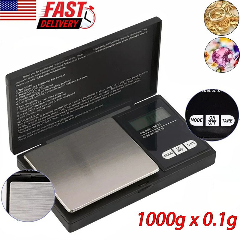 Pocket Digital Scale 1000g x 0.1g Precise Gold Coin Jewelry Gram Balance Weight