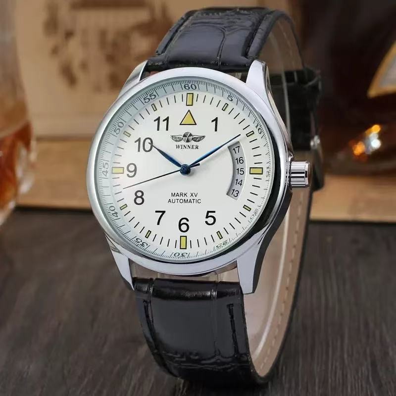 Mens Automatic Mechanical business Watch Alloy Self-winding minimalist Gift