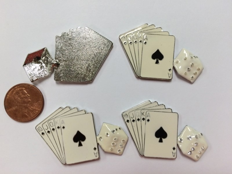 1 ROYAL STRAIGHT FLUSH WITH DICE CASINO POKER GAMBLING CABOCHON FINDING R819